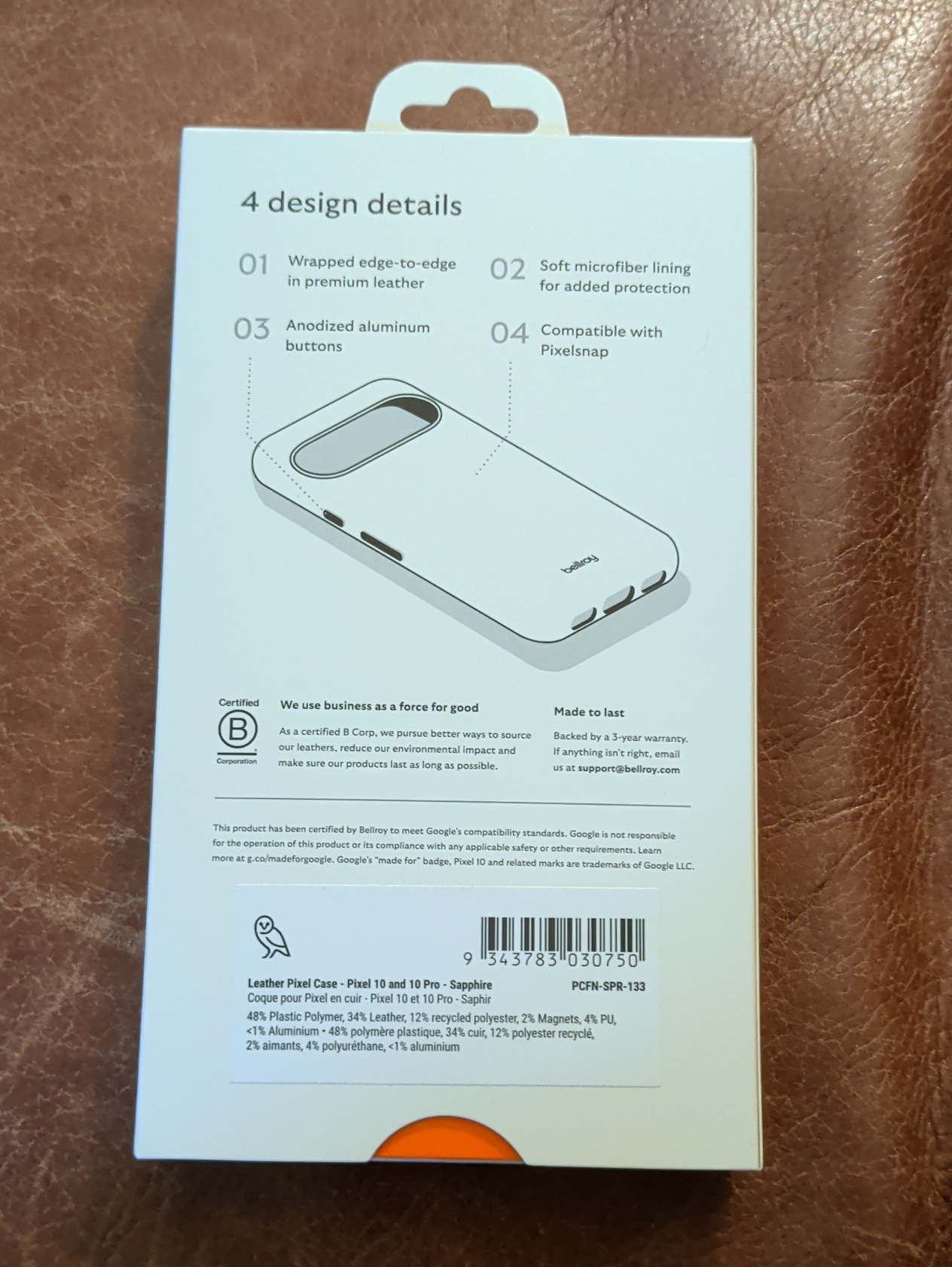 Bellroy Leather Google Pixel 10 Or Pixel 10 Pro Case Nib — image 2 of 4